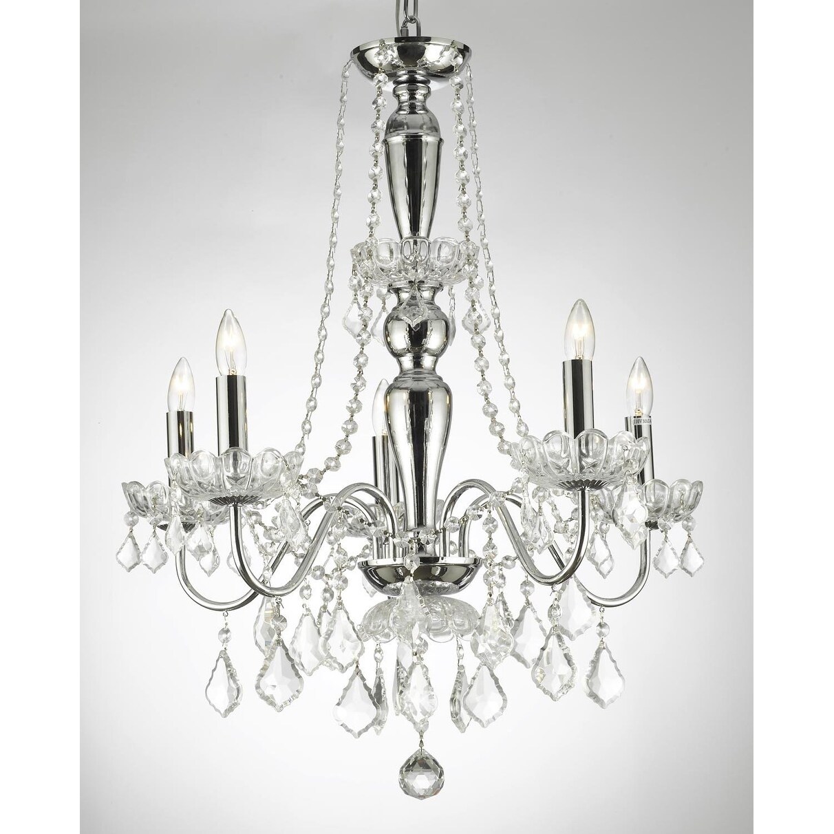 Elegant 5 Light Chrome & Crystal Chandelier Pendant - Chandeliers For Bedrooms by Overstock.com