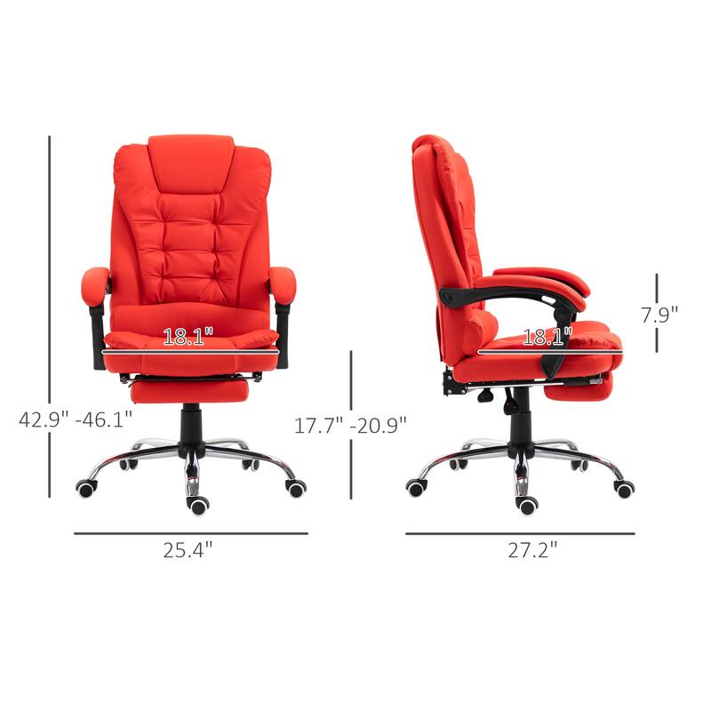 High Back Ergonomic PU Leather Executive Office Chair with Lumbar Support, Retractable Footrest, and Adjustable Height