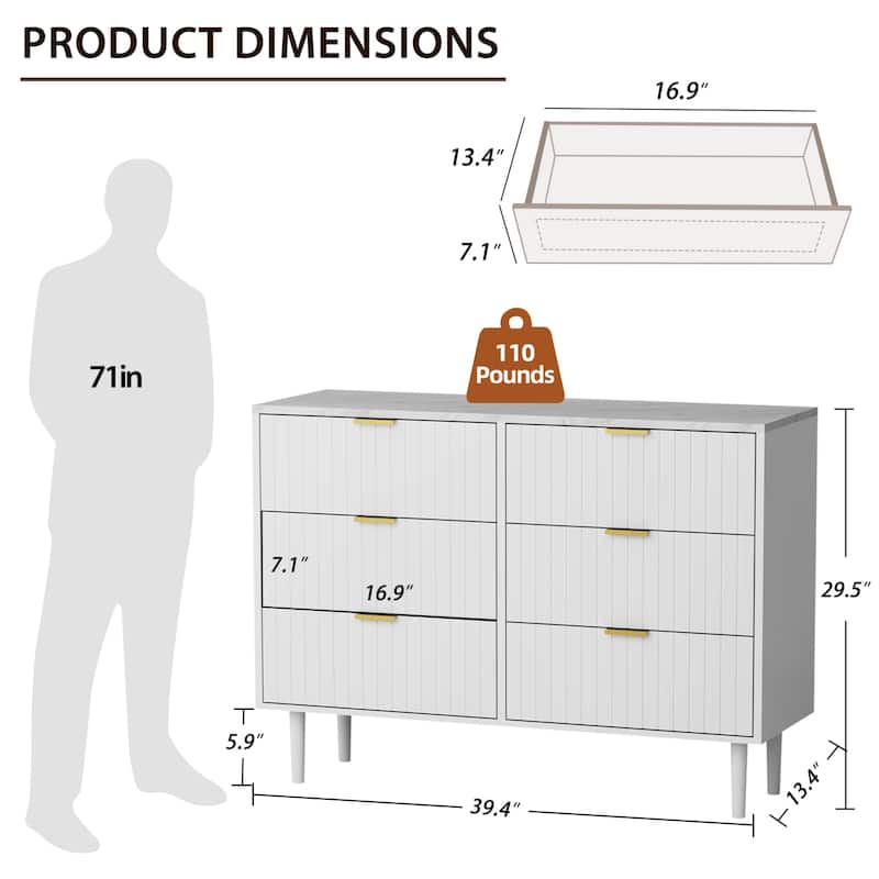 6 Drawers Chest of Dresser Storage Tower Cabinet Organizer