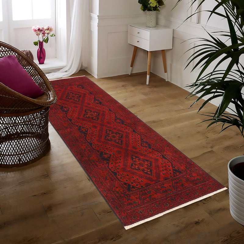 Vintage Biljik Khal Mohammadi Allen Red/Black Runner - 2'8'' x 6'4''