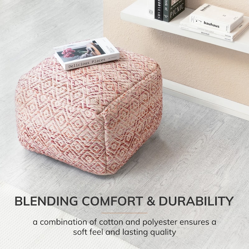 Jani 22-inch Ottoman Pouf - Handcrafted Handmade Ottoman for Seating, Footrest, Home Decor for Living Room, Bedroom