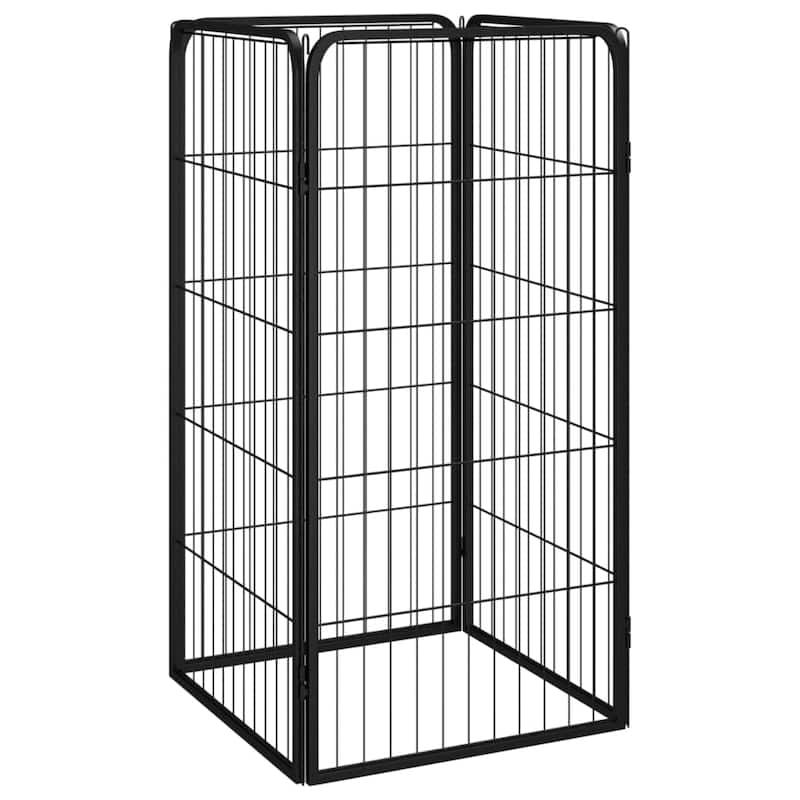 vidaXL Dog Playpen Kennel Dog Cage Puppy Pet Exercise Wire Fence Steel Black