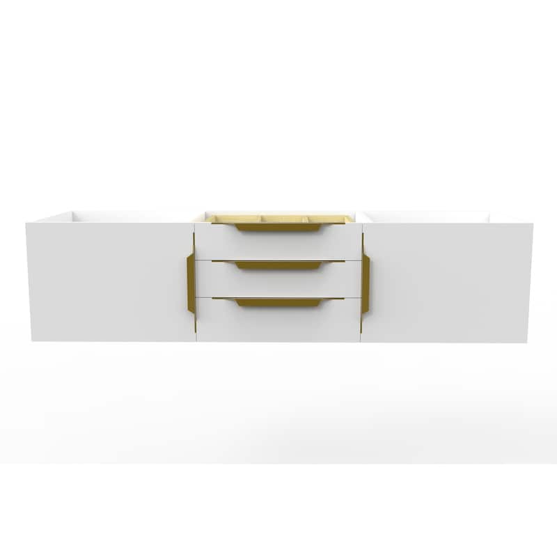 Alpine 60" Wall Mounted Bathroom Vanity (Base Only) - White - Gold Finish