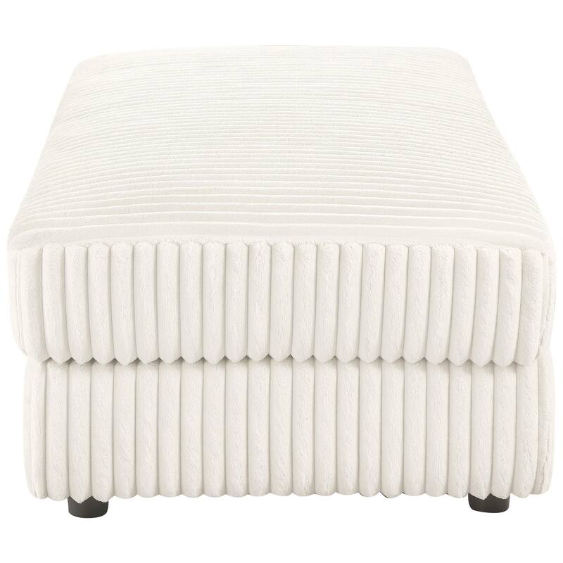 Sono Storage Ottoman, 61 Inch, Ivory Fabric with Channel Tufting