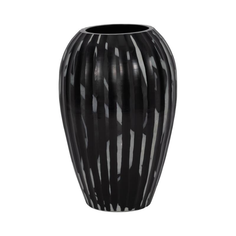 Glass Small Curved Tapered Decorative Vase - Black