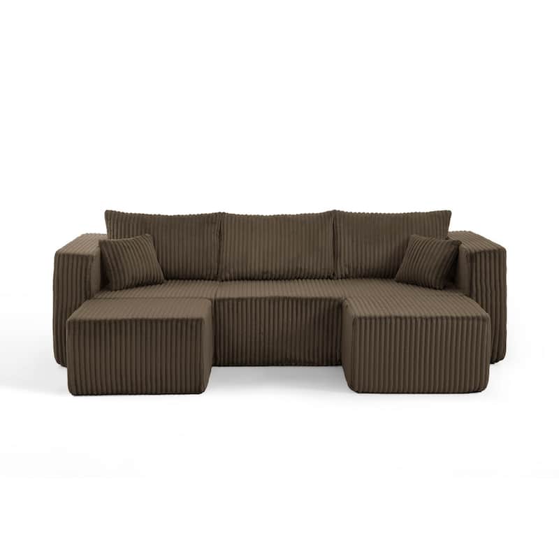94.1" U-Shaped Sectional Sofa with Two Movable Ottomans