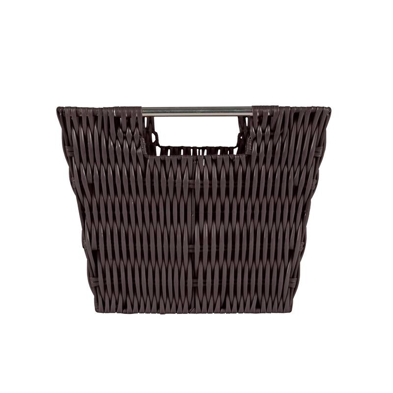 Simplify Medium Rattan Storage Tote Basket in Charcoal