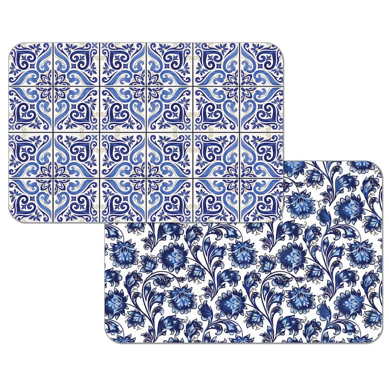 Reversible Wipe-clean Counterart Placemats Set of 4 - Shades Of Blue