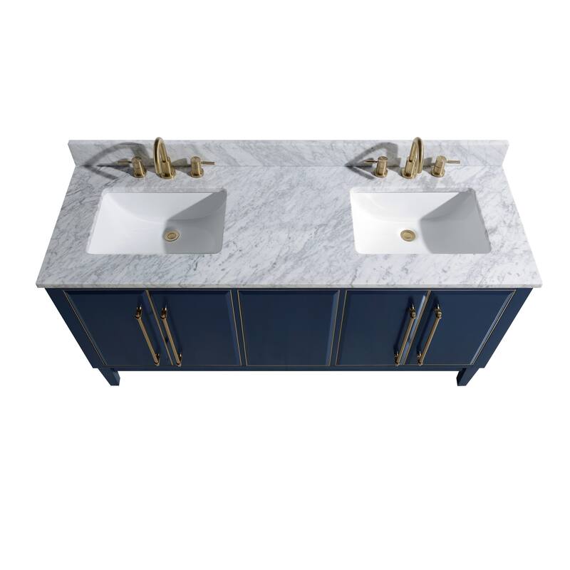 Avanity Carrara White Natural Marble Vanity Top with Rectangular Undermount Sinks