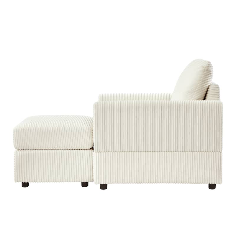 GDFStudio Classic Corduroy Club Chair with Ottoman