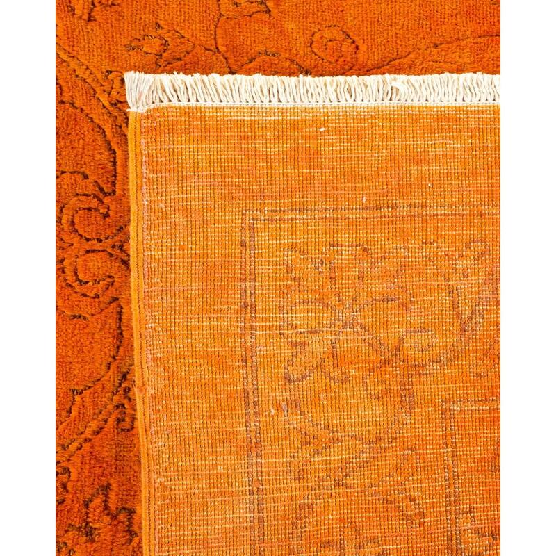 Overton Handknotted Wool Vintage Inspired Contemporary Overdyed Orange Area Rug - 19' 7" x 11' 10"