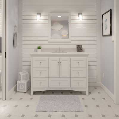 KitchenBathCollection Abbey 48" Bathroom Vanity with Quartz Top