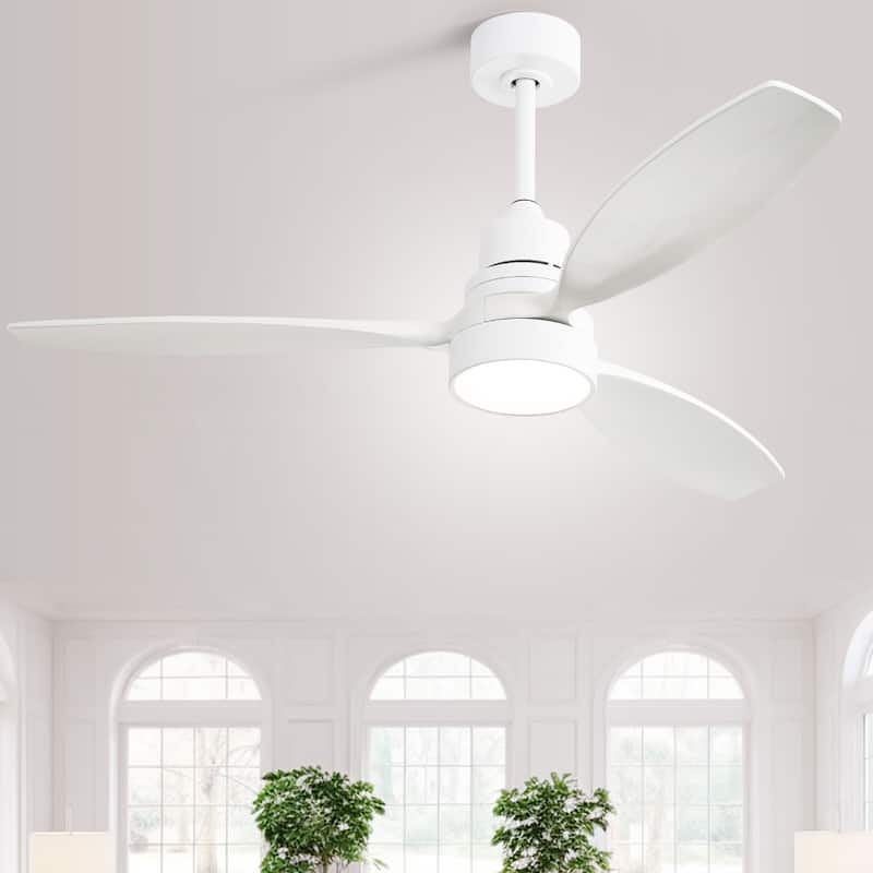Sofucor 52-inch Solid Wood Ceiling Fan with LED Light,Remote Control Included,Reversible,Quiet and Powerful