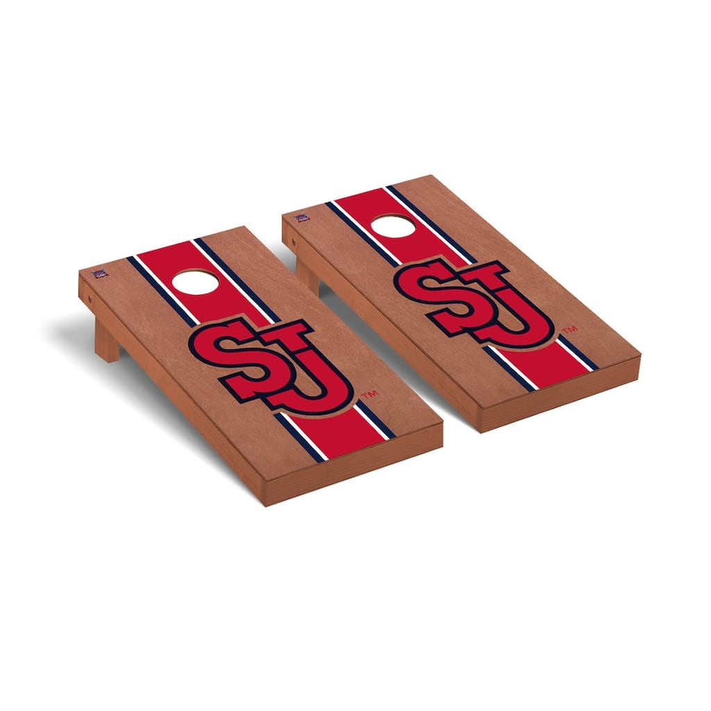 St. Johns University SJU Red Storm Cornhole Board Set - Rosewood Stained Stripe
