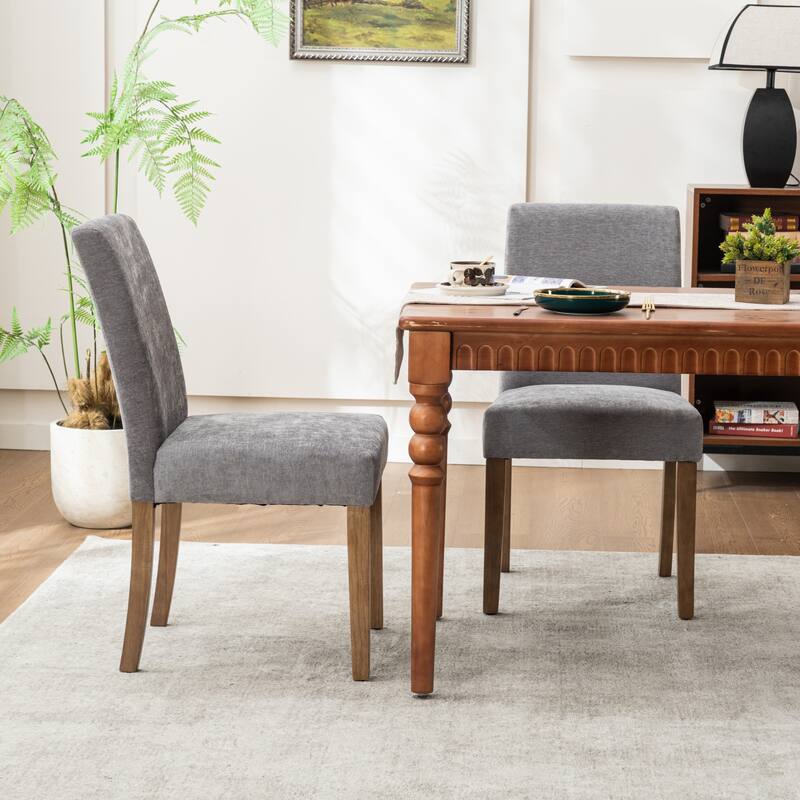 Upholstered Modern Dining Chairs, Linen Fabric Side Chairs Set of 2