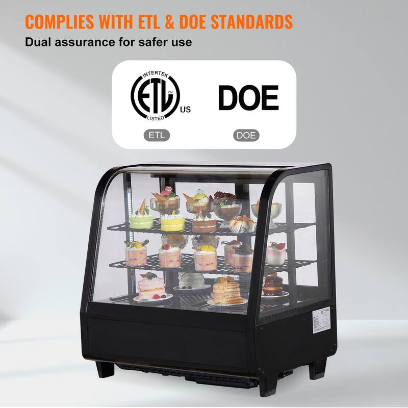 UIMOSO Refrigerated Display Case, 3.5 Cu.Ft./100L, 2-Tier, Countertop Pastry Display Case Commercial Display Refrigerator