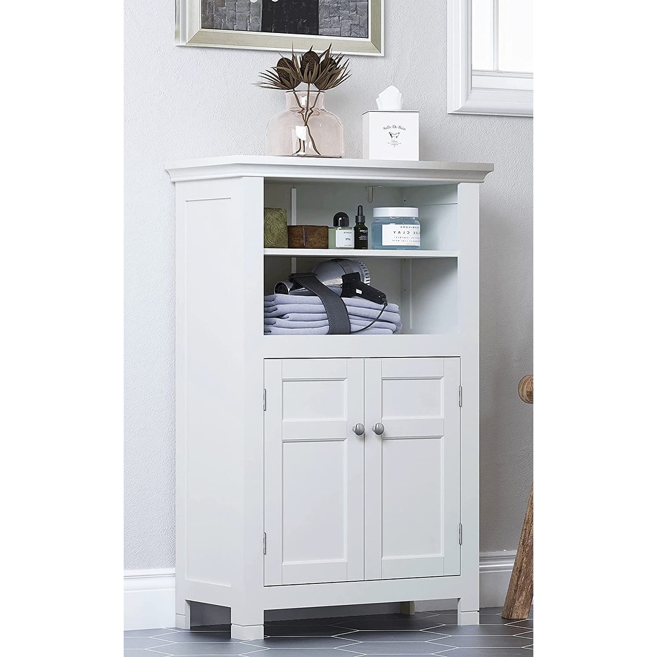 Spirich Home Freestanding Bathroom Cabinet with Doors Wooden Entryway Storage Cabinet,White