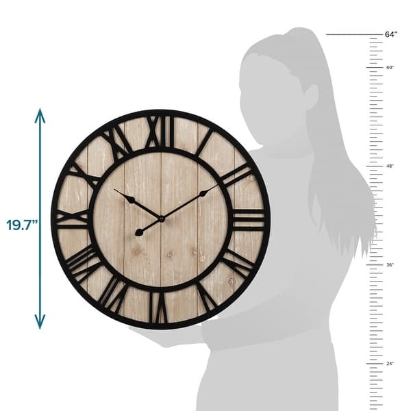 slide 2 of 8, La Crosse Clock 404-3450A 19.7-Inch Harper Wood Quartz Wall Clock Black