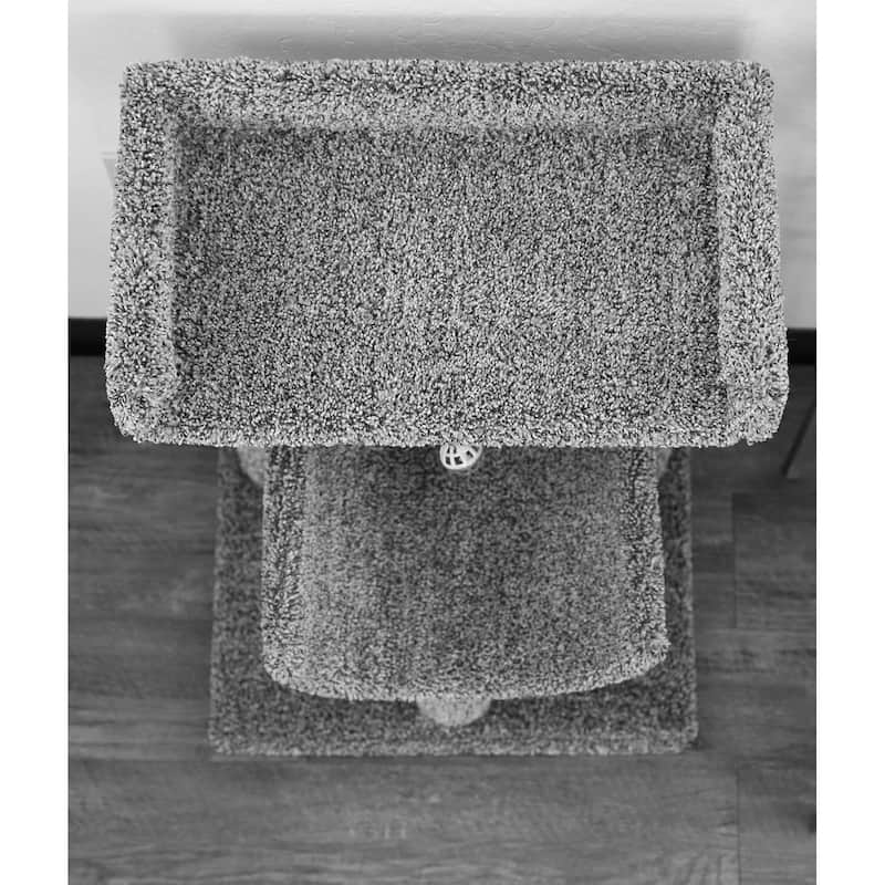 Spacious Two-Level Window Cat Perch Tower with Sisal Scratching Posts and Play Toy for Indoor Lounging