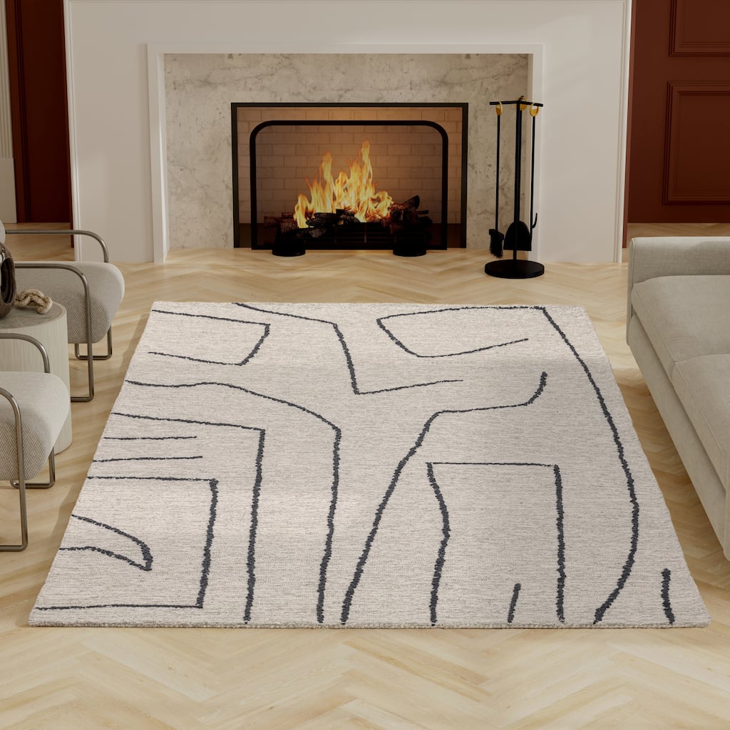 Abbey Valetta Natural, Brown, and Black Wool Handwoven Area Rug - 2' x 6' Runner