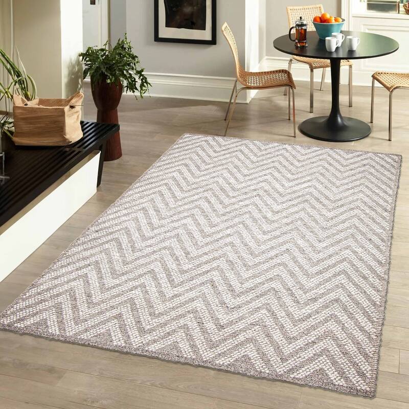 ECARPETGALLERY Braid weave Sienna Grey Wool Rug - 5'3 x 7'7