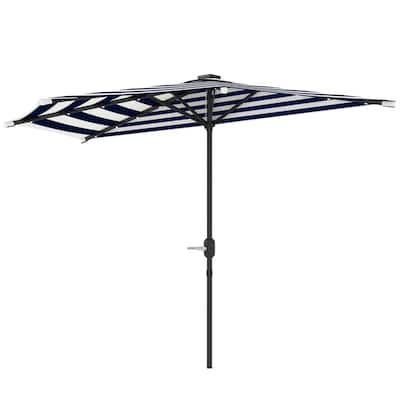 8.5’ Half Patio Umbrella with Solar Panel Lights and UPF 30+ Protection Hand Crank Air Vented Top - 8.5' L x 4.5' W x 7.6' H