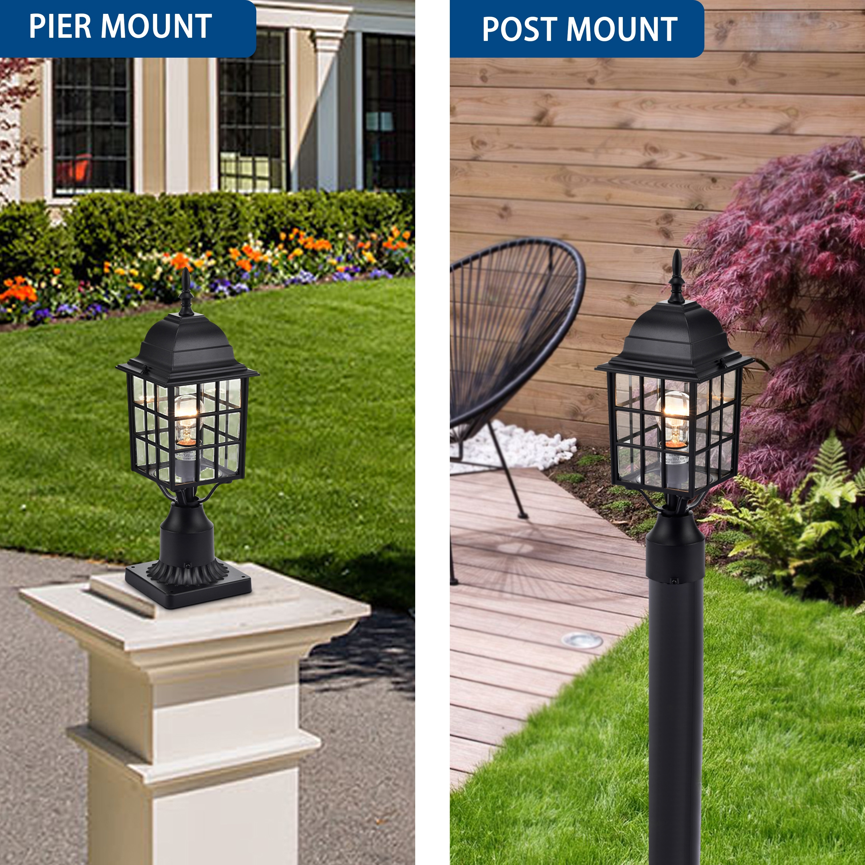 Hardwired outdoor lamp post on sale