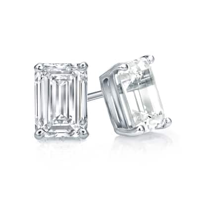 Auriya Lab Grown Oval 4-Prong Diamond Stud Earrings 2.00 to 10.00 ct. tw. Push-Back (D-E VVS)