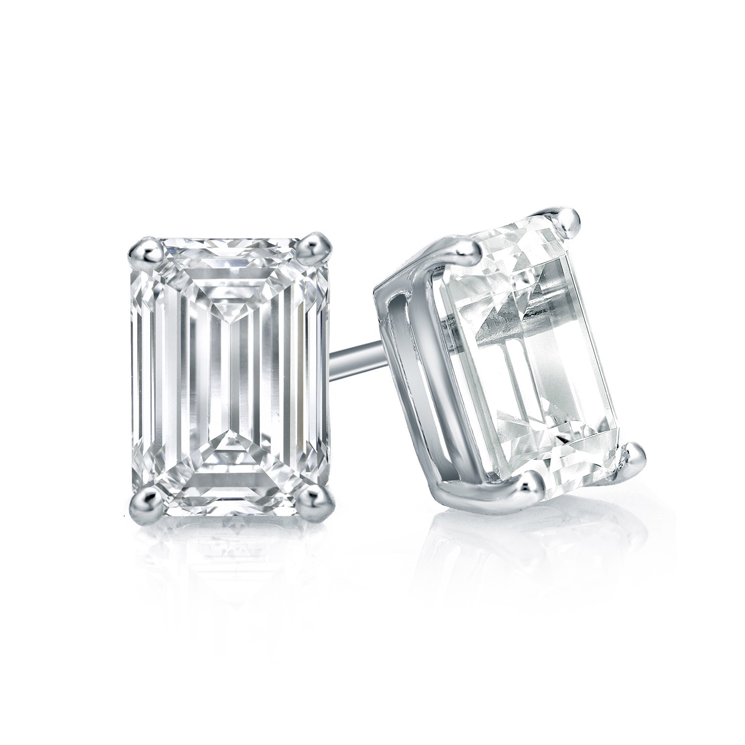 Auriya Lab Grown Oval 4-Prong Diamond Stud Earrings 2.00 to 10.00 ct. tw. Push-Back (D-E VVS)