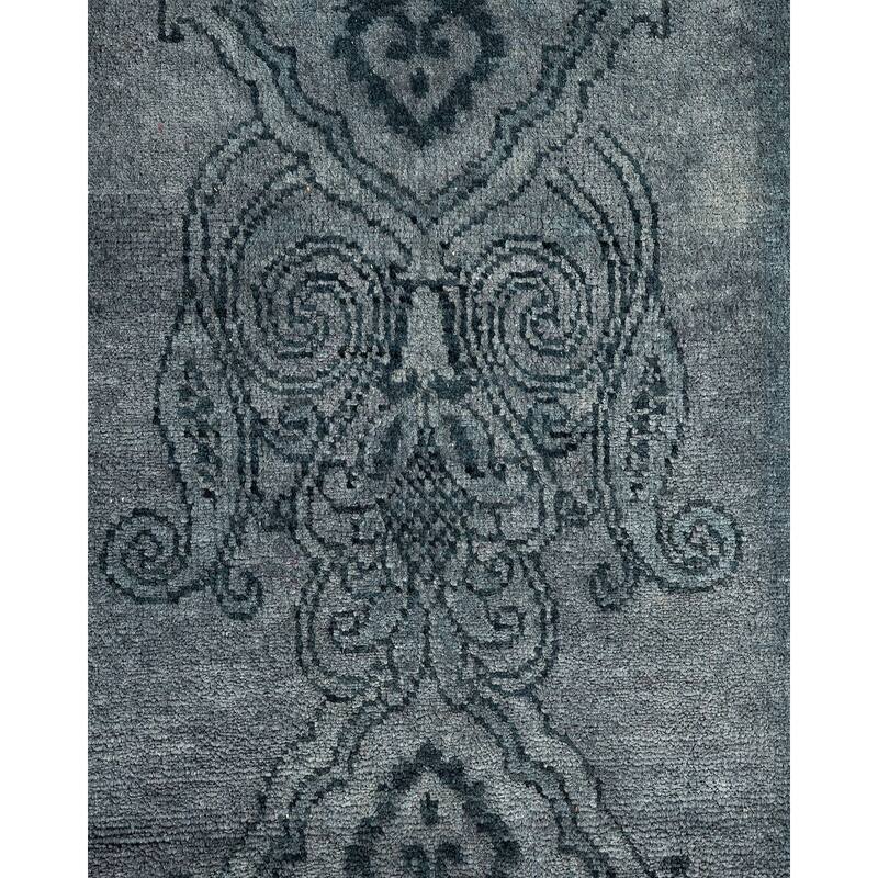 Overton Hand Knotted Wool Vintage Inspired Modern Contemporary Overdyed Gray Area Rug - 9' 4" x 11' 5"