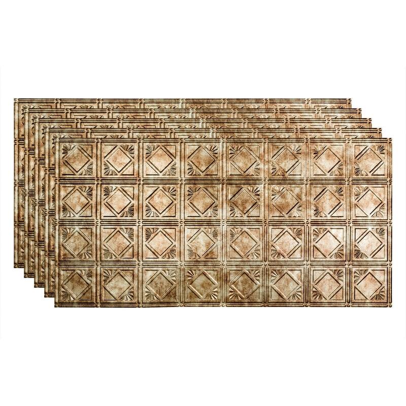 FASÄDE Traditional Style 4 Decorative Vinyl 2ft x 4ft Glue Up Ceiling Panel in Bermuda Bronze (5 Pack) - 5 Pack - Bermuda Bronze