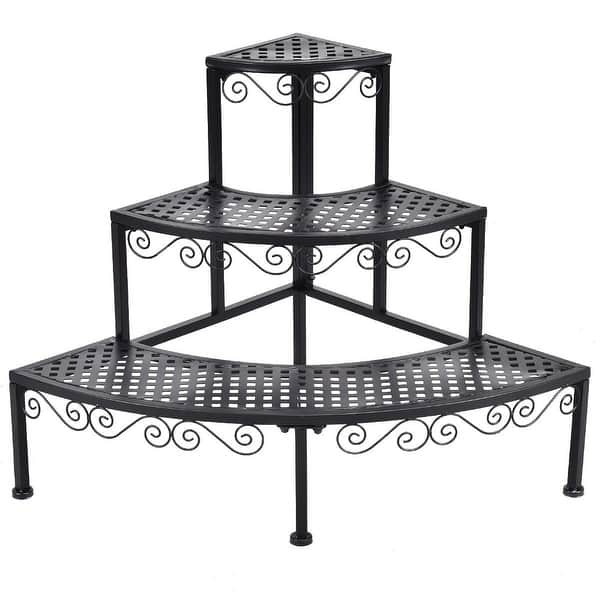3 Tier Corner Metal Flower Ladder Plant Stand 24 X 24 X 23 6 L X W X H Overstock 28430528 Build a simple hanging planter stand out of just a few pieces of wood. usd