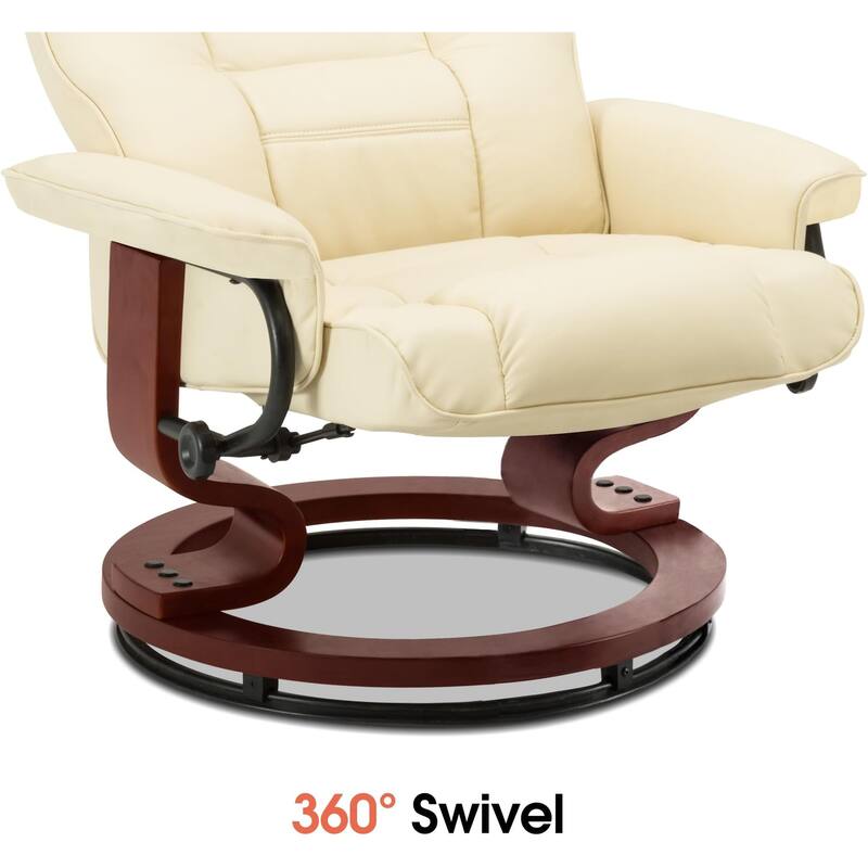 MCombo Swivel Recliner Chair with Wood Base and Ottoman