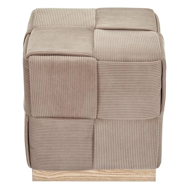 Upholstered Corduroy Square Ottoman Foot Stool Accent for Bedroom