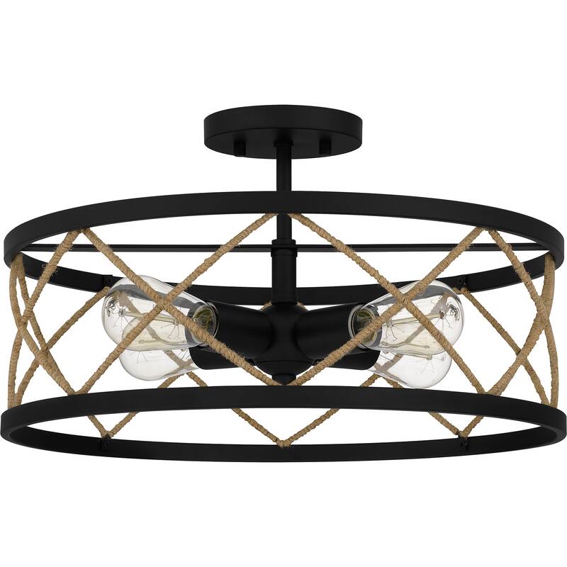 Cedar Park 4-Light Matte Black Semi-Flush Mount - Matte Black