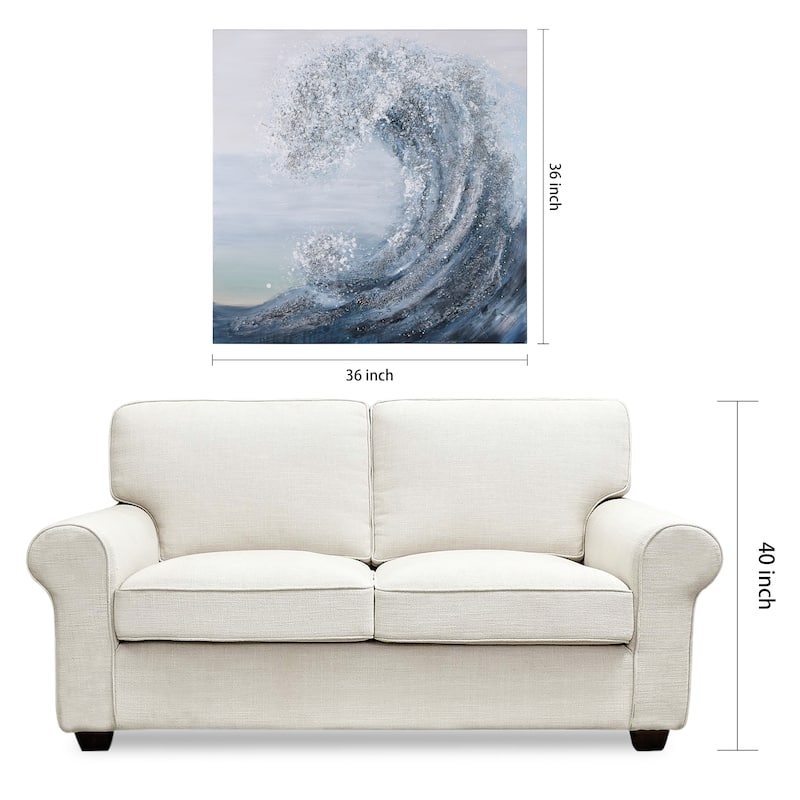 Crystal Wave Textured Glitter Hand Painted Canvas Wall Art
