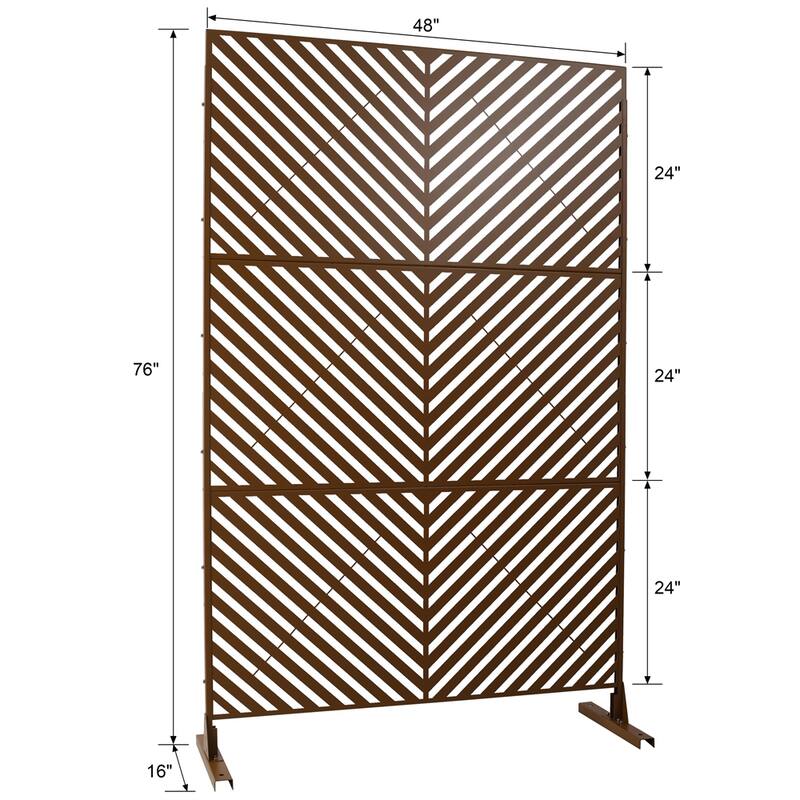 Outdoor & Indoor Privacy Screen Metal Privacy Screen 76" H×48" W - Brown