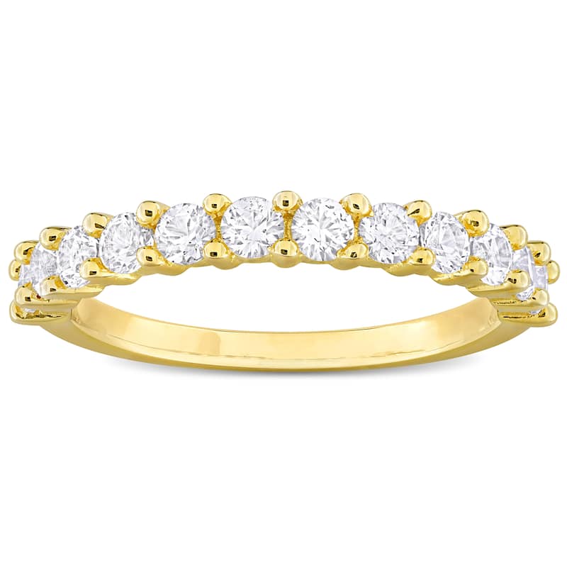 Miadora 1 1/10ct TGW Created White Sapphire Anniversary Band Yellow Silver