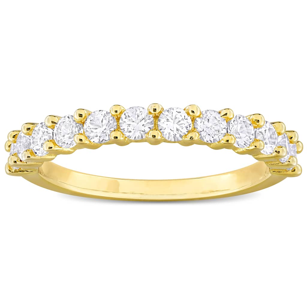 Miadora 1 1/10ct TGW Created White Sapphire Anniversary Band Yellow Silver