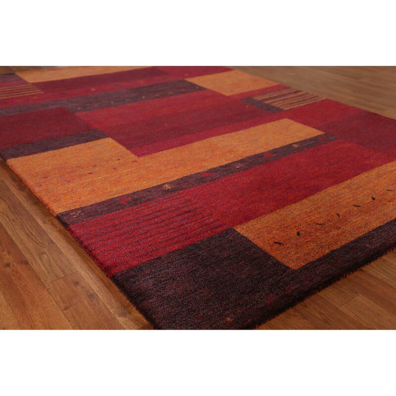 Geometric Gabbeh Indian Area Rug Hand-Tufted Multi-Color Wool Carpet - 5'3" x 7'7" - 5'3" x 7'7" - Multi-Color