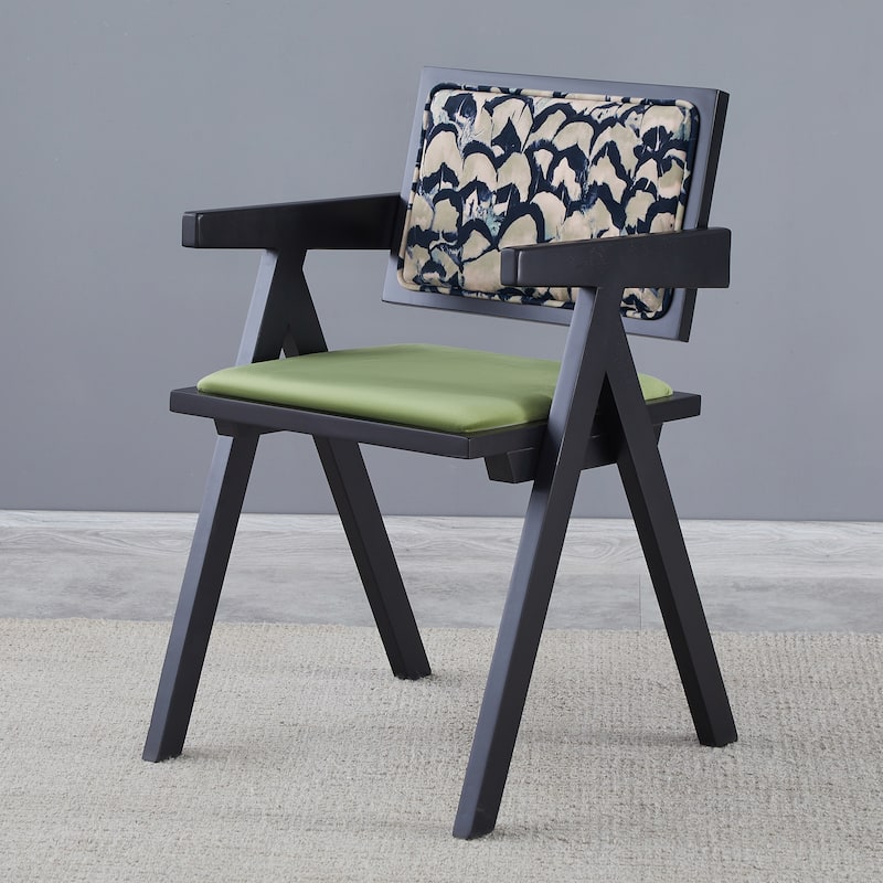 Modern 2 Piece Solid Wood Kitchen Dining Chair with Cushions, Backrests, Armrests for Dining Room Kitchen Living Room Bedroom