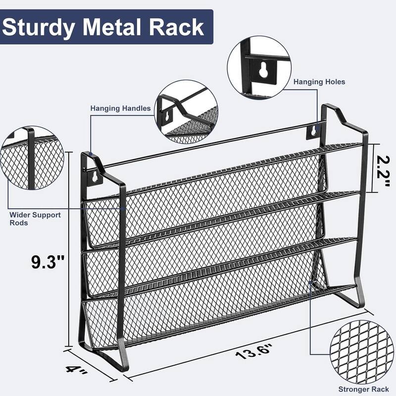 Spice Rack Organizer for Cabinet, Spice Organizer with 28 Empty - 13.5"D x 3.75"W x 10"H