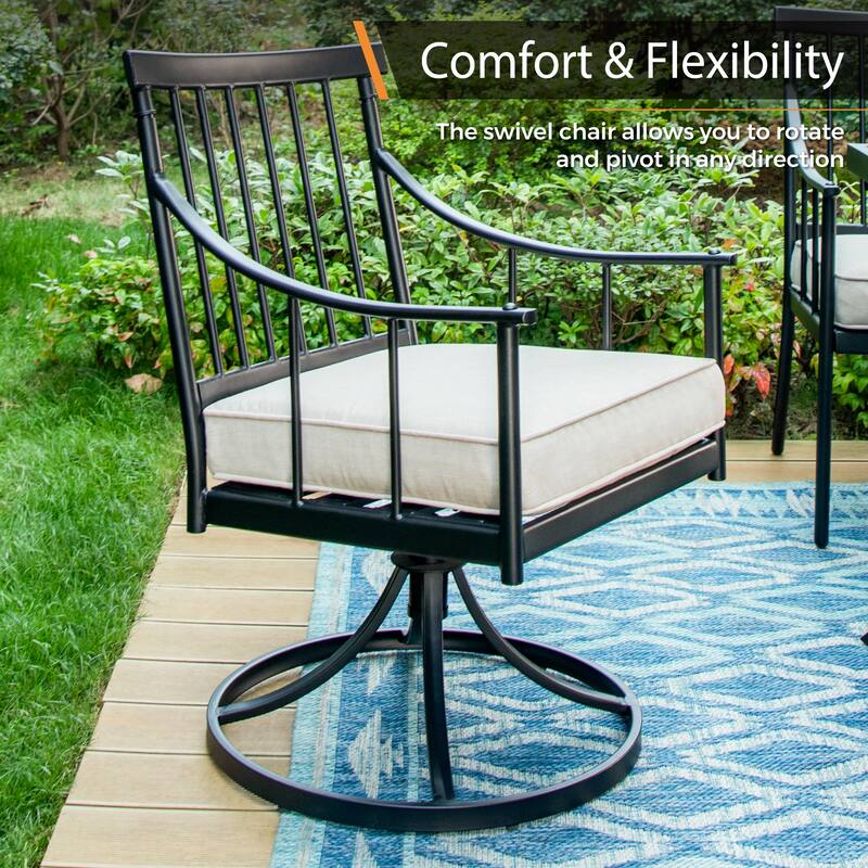 MAISON ARTS Set of 2 Patio Dining Chairs Deep-Seating with Movable Cushions