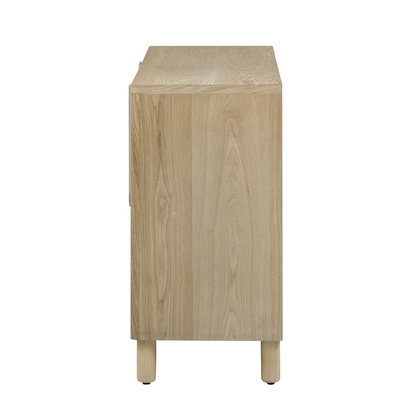 4-Door Wooden Sideboard, Freestanding Buffet Cabinet, Entryway Console Table with Curved Handles & Adjustable Shelves