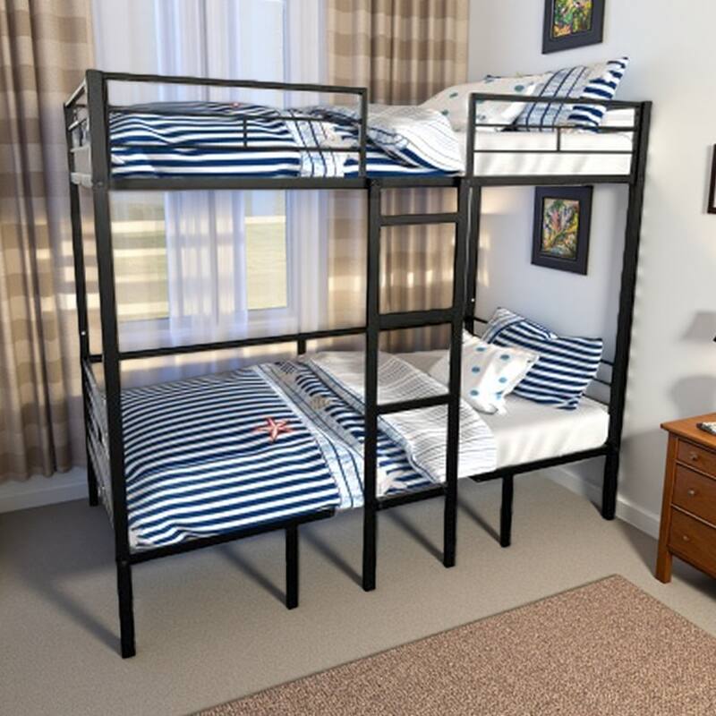 Convertible Loft Bed with Pull-Out Twin Sleeper, Table, Seating, Drawers & Guardrails - Twin Black - Twin