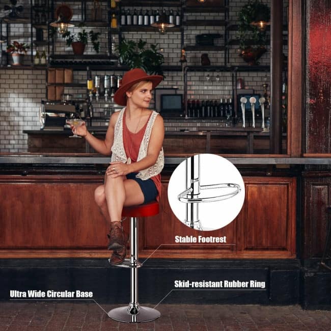 1 PC Round Bar Stool Adjustable Swivel Pub Chair - 14" x 26" - 34" (D x H)