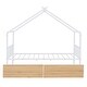 preview thumbnail 6 of 12, White Twin Size Metal House Bed with Two Drawers and Roof