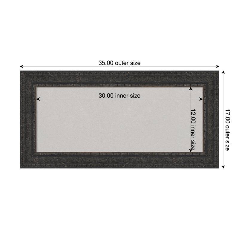 Attic Aged Black Wood Framed Cork Board - Bulletin Board, Organization Board, Pin Board - Grey - 35 x 17 in