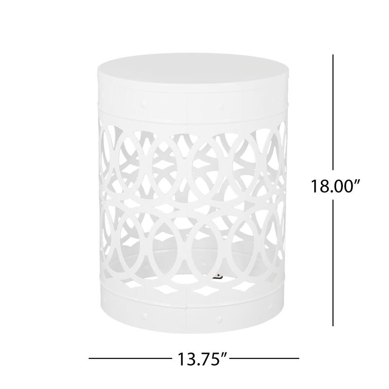 Metal End Table Outdoor Lace Cut Iron Side Table by Christopher Knight Home