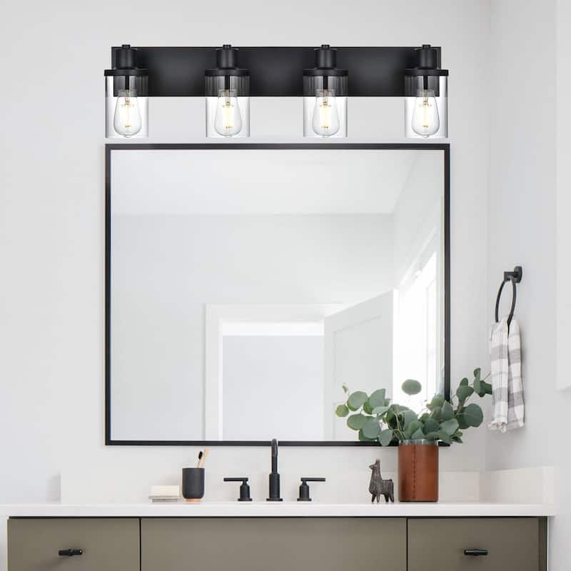4 Light Bathroom Vanity Lighting with Clear Glass Shade